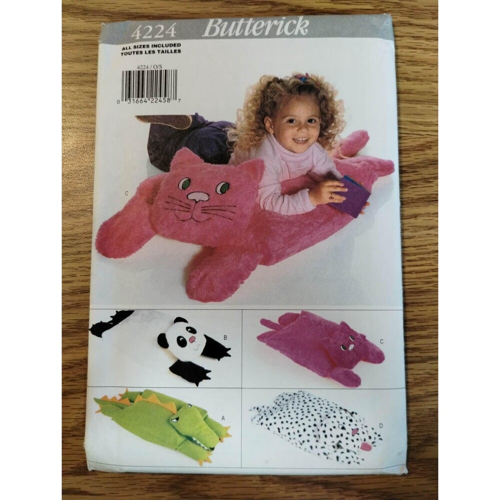 4224 Butterick Sewing Pattern Animal Pillow Pals, Cat Panda Bear Dragon Leopard